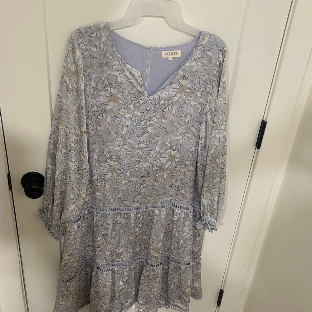 Boho Floral Dress in Blue and White